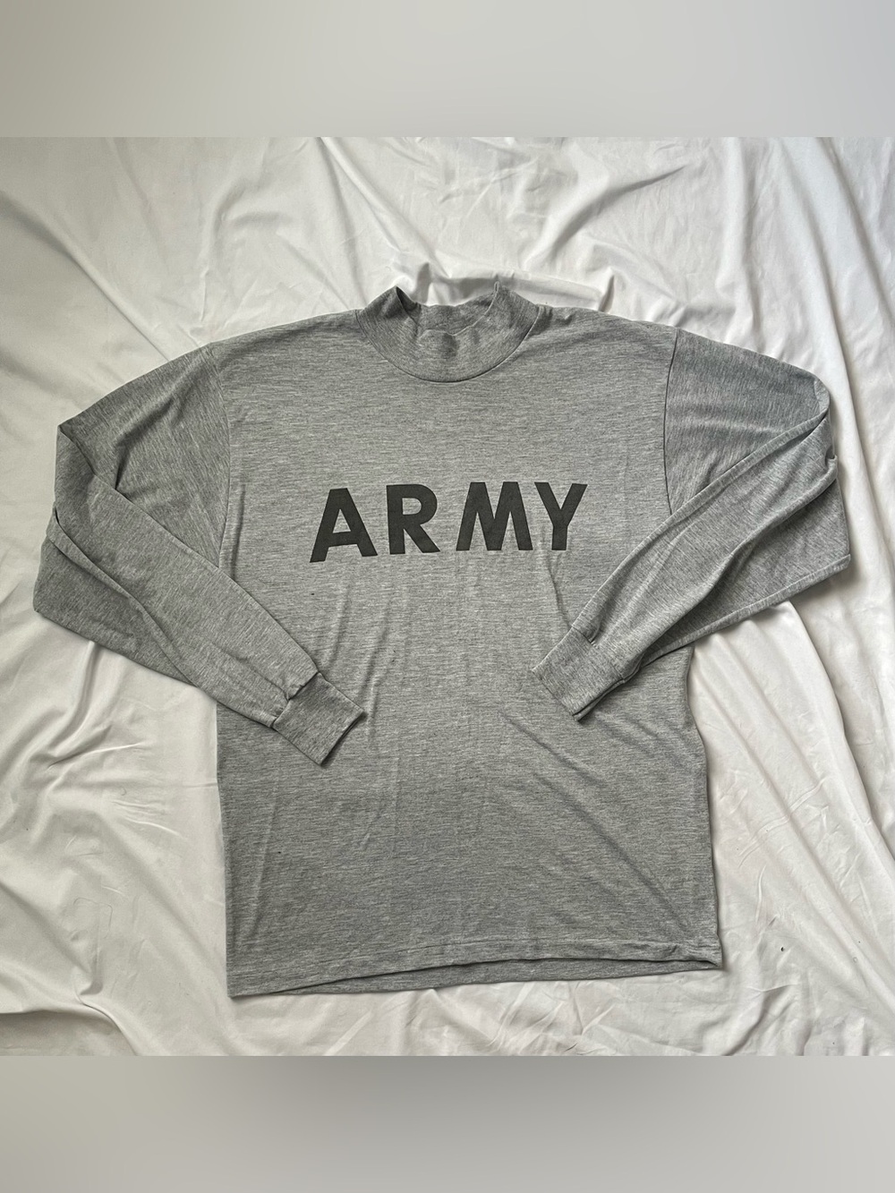 ARMY Vintage Grey Long-Sleeve Mens Shirt